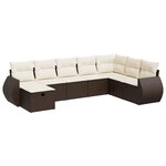 vidaXL Salon de jardin 8 Pièces avec coussins marron résine tressée