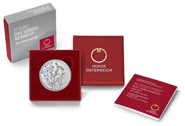 Pièce de monnaie 10 euro Autriche 2023 argent BE – Myosotis