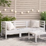vidaXL Canapé de jardin 3 places blanc bois de pin massif