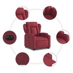 vidaXL Fauteuil inclinable électrique rouge bordeaux tissu
