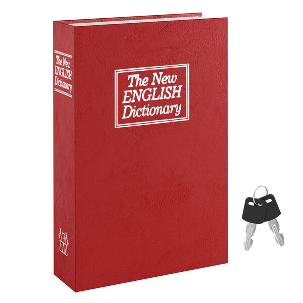 ACROPAQ Coffre Fort Discret à clé Livre- Coffre-fort à clé 116 x 185 x 55 mm simulé en livre- Sécurisez vos objets- Rouge