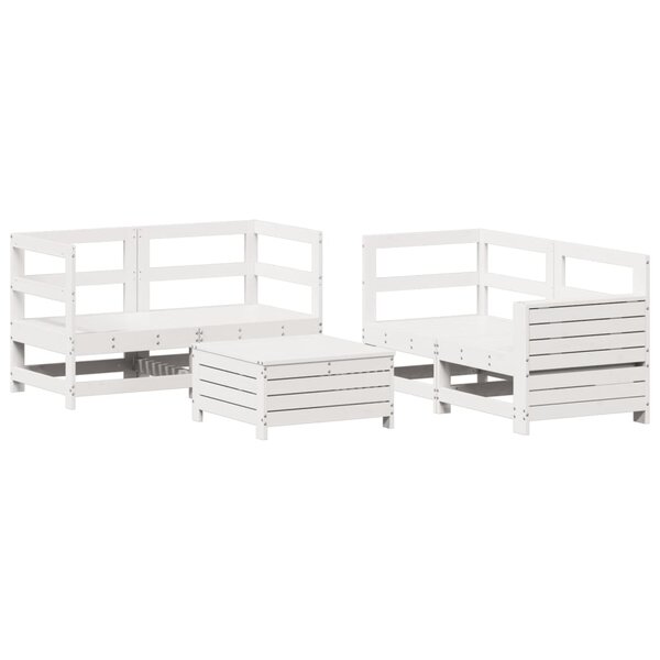 vidaXL Salon de jardin 5 Pièces blanc bois massif de pin