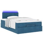 vidaXL Lit ottoman avec matelas et LED bleu foncé 90x200cm velours