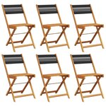 vidaXL Chaises de jardin pliantes lot de 6 noir bois d'acacia massif