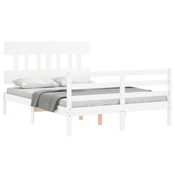 vidaXL Cadre de lit sans matelas blanc 140x200 cm bois massif