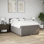 vidaXL Sommier à lattes de lit avec matelas Taupe 140x190 cm Tissu