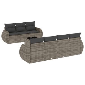 vidaXL Salon de jardin 8 Pièces avec coussins gris résine tressée