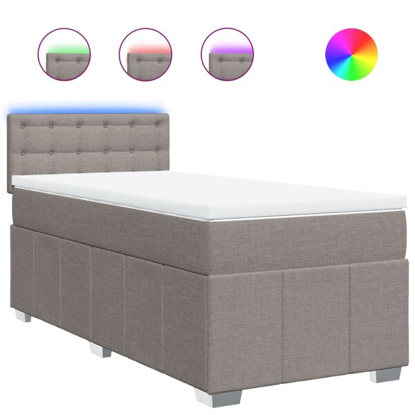 vidaXL Sommier à lattes de lit avec matelas Taupe 90x190 cm Tissu