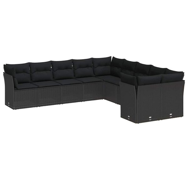 vidaXL Ensemble de canapé de jardin 13 Pièces Noir polyrotin