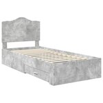 vidaXL Cadre de lit Gris béton 90 x 190 cm Bois d'ingénierie