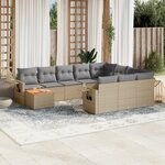 vidaXL Salon de jardin 11 Pièces avec coussins beige résine tressée