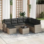 vidaXL Salon de jardin 8 Pièces avec coussins gris clair résine tressée