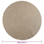 vidaXL Tapis ZIZUR beige Ø 200cm aspect de jute intérieur et extérieur