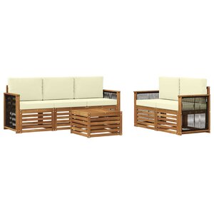 vidaXL Ensemble de canapés d'extérieur 6 pc Naturel et Crème