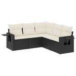 vidaXL Salon de jardin 5 Pièces avec coussins noir résine tressée