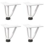 vidaXL Pieds en épingle à cheveux pour table basse 4 pièces Blanc 10 cm Acier massif