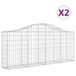 vidaXL Paniers à gabions arqués 2 Pièces 200x30x80/100 cm Fer galvanisé