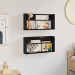 vidaXL Étagère à magazines 2 Pièces Chêne noir 60 x 12 x 30 cm