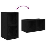 vidaXL Meuble TV mural avec étagère avec stockage 4 Pièces Chêne Noir 37 x 37 x 72 cm