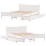 vidaXL Cadre de lit sans matelas blanc 135x190 cm bois de pin massif