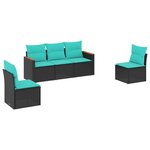 vidaXL Salon de jardin 5 Pièces avec coussins noir résine tressée