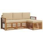 vidaXL Ensemble de canapés d'extérieur 4 Pièces Naturel et Beige