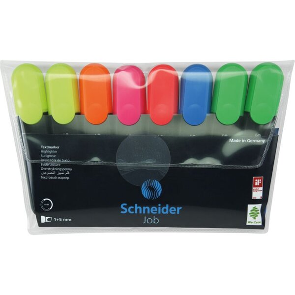 Surligneur Rechargeable Job Pte Biseau 1-5 mm Assorti Pochette 8 SCHNEIDER