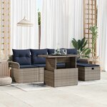 vidaXL Ensemble de canapé de jardin avec coussin 6 Pièces Gris Poly rotin