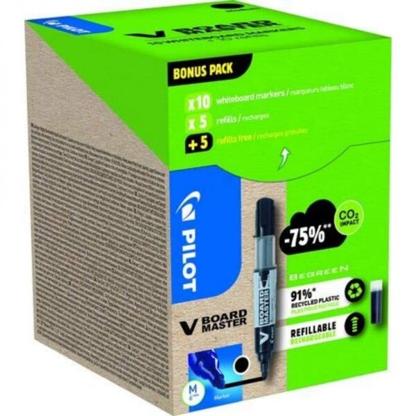 PILOT Marqueur V BOARD MASTER  pointe ogive  BONUS PACK noir