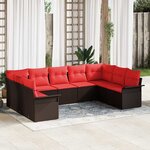 vidaXL Ensemble de canapé de jardin 9 Pièces Marron polyrotin