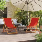 vidaXL Chaises de plage pliables lot de 2 rouge tissu