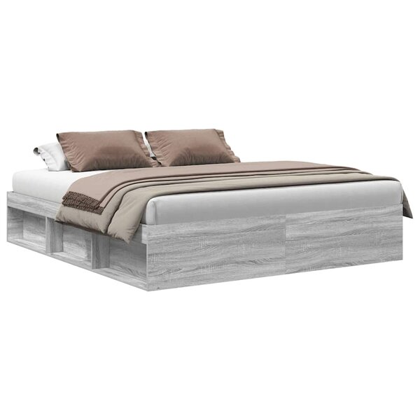 vidaXL Cadre de lit sans matelas sonoma gris 200x200 cm