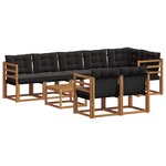 vidaXL Ensemble de canapés d'extérieur 9 pc Naturel et Noir