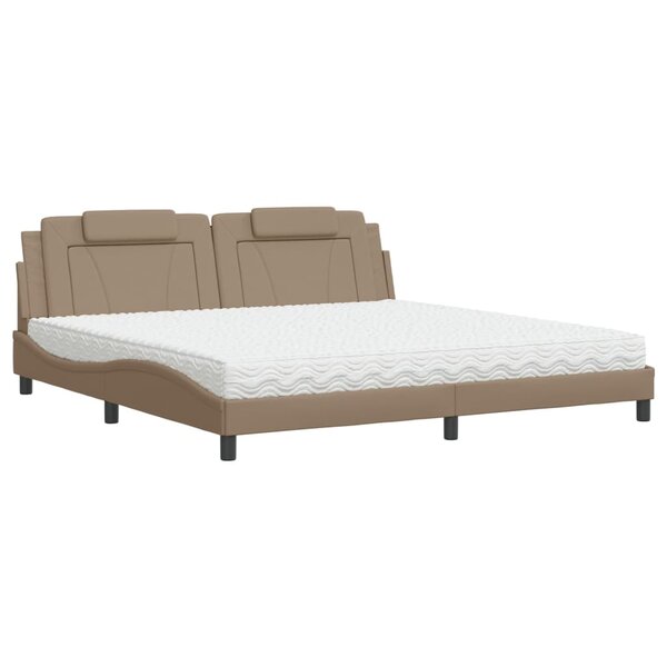 vidaXL Lit Viana avec matelas cappuccino 200x200 cm similicuir