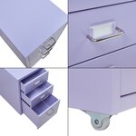 Caisson de bureau armoire meuble de rangement à roulettes acier 48 x 28 x 41 cm violet clair 03_0009124