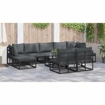 vidaXL Ensemble de canapé de jardin avec coussin 10 Pièces Noir Aluminium