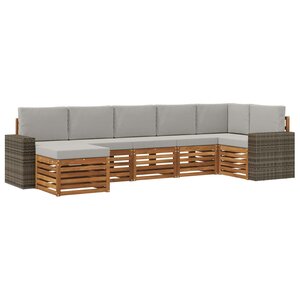vidaXL Ensemble de canapés d'extérieur 7 pc Naturel et gris clair