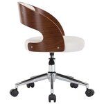 vidaXL Chaise pivotante de bureau Blanc Bois courbé et similicuir