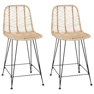 vidaXL Chaise de bar 2 pc Naturel 44 5 x 54 5 x 97 5 cm Rotin et métal