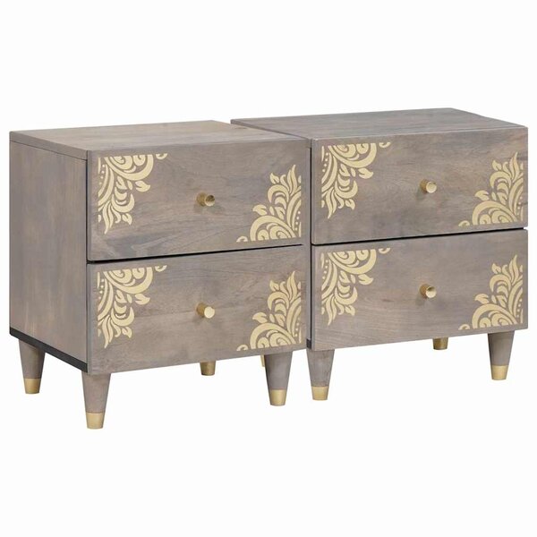 vidaXL Cabinet de chevet avec tiroir 2 Pièces Gris 40 x 33 x 46 cm