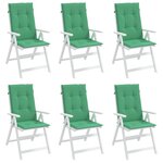 vidaXL Coussins de chaise de jardin à dossier haut lot de 6 vert tissu