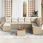 vidaXL Ensemble de canapé de jardin 9 Pièces Beige Poly rotin