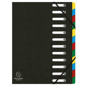 Trieur Harmonika® À Fenêtres Avec Élastiques Véritable Carte Lustrée 12 Compartiments - Noir - X 6 - Exacompta