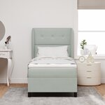 Lit à sommier box avec matelas gris clair 80x200 cm velours