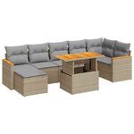 vidaXL Salon de jardin avec coussins 8 Pièces beige résine tressée acacia