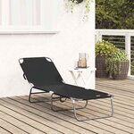 vidaXL Chaise longue pliante Noir 188 x 57 x 86 5 cm Polyester