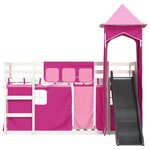 vidaXL Lit superposé sans matelas avec toboggan et rideaux 90x200 cm