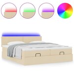 VidaXL Cadre de lit ottoman avec matelas crème 180x200 cm tissu