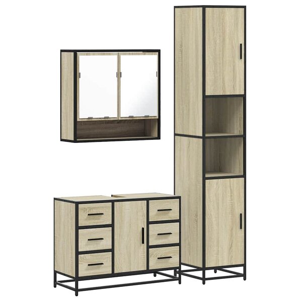 vidaXL Ensemble de meubles de salle de bain 3 Pièces chêne sonoma