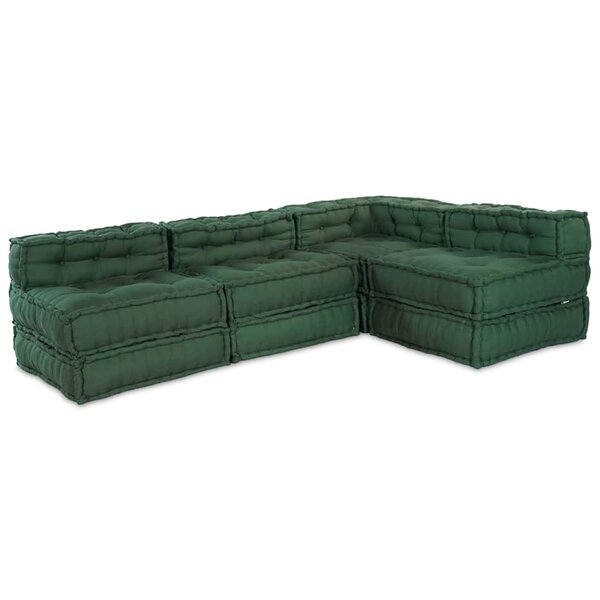 vidaXL Canapé modulaire 4 Pièces Vert tissu